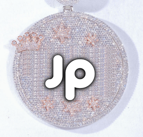 CUSTOM LETTER NECKLACE 3D BIG CROWN DISC