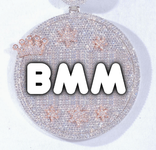 CUSTOM LETTER NECKLACE 3D BIG CROWN DISC