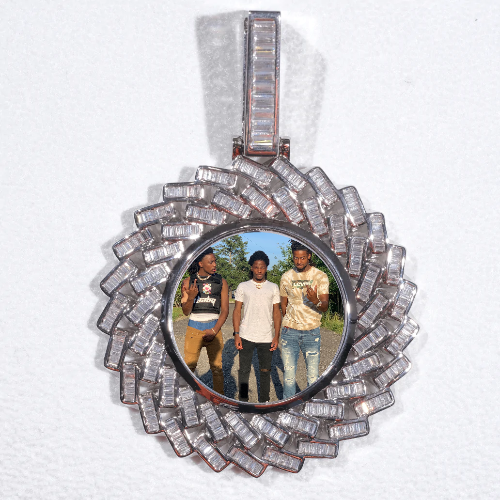 Large 3D Baguette Custom Picture Pendant