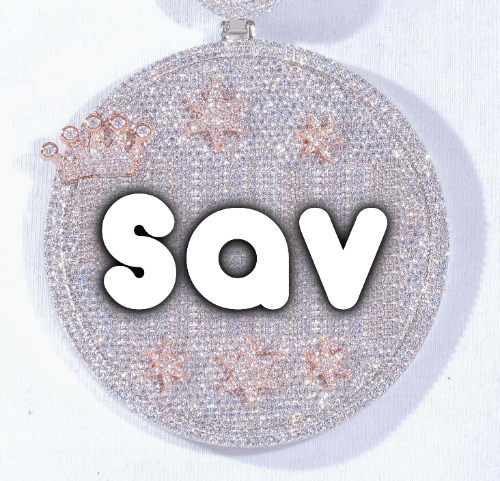 CUSTOM LETTER NECKLACE 3D BIG CROWN DISC