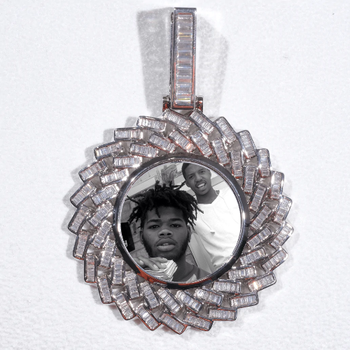 Large 3D Baguette Custom Picture Pendant