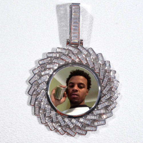 Large 3D Baguette Custom Picture Pendant