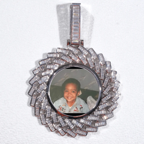 Large 3D Baguette Custom Picture Pendant