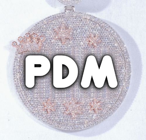 CUSTOM LETTER NECKLACE 3D BIG CROWN DISC