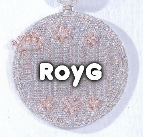CUSTOM LETTER NECKLACE 3D BIG CROWN DISC