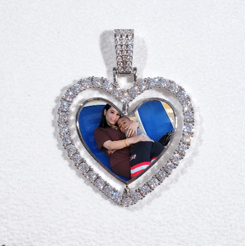 3D Spinning 2-Faced Heart Custom Picture Pendant