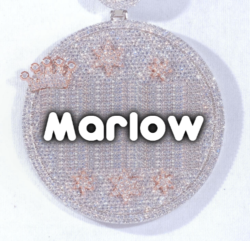 CUSTOM LETTER NECKLACE 3D BIG CROWN DISC