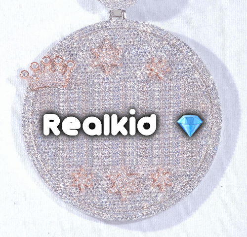 CUSTOM LETTER NECKLACE 3D BIG CROWN DISC