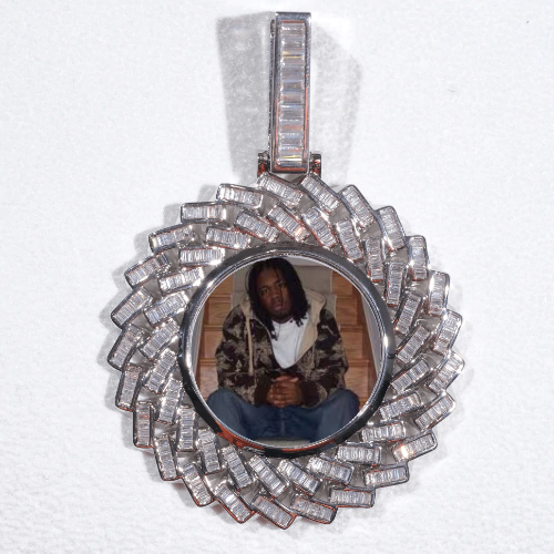 Large 3D Baguette Custom Picture Pendant