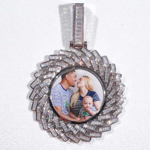 Large 3D Baguette Custom Picture Pendant