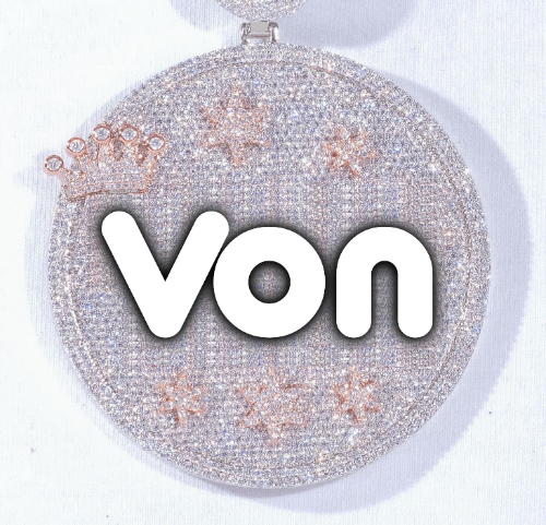 CUSTOM LETTER NECKLACE 3D BIG CROWN DISC