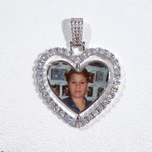 3D Spinning 2-Faced Heart Custom Picture Pendant
