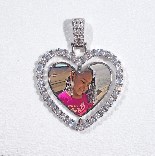3D Spinning 2-Faced Heart Custom Picture Pendant