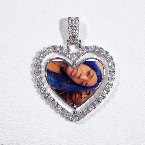 3D Spinning 2-Faced Heart Custom Picture Pendant