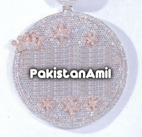 CUSTOM LETTER NECKLACE 3D BIG CROWN DISC