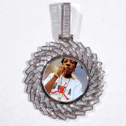 Large 3D Baguette Custom Picture Pendant