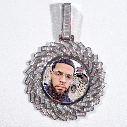 Large 3D Baguette Custom Picture Pendant