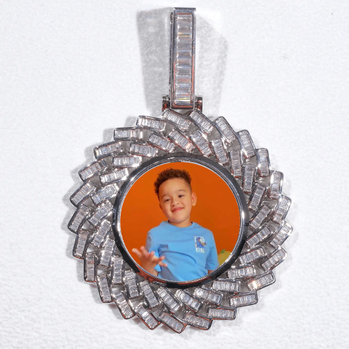 Large 3D Baguette Custom Picture Pendant