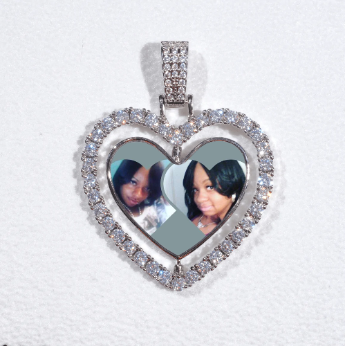 3D Spinning 2-Faced Heart Custom Picture Pendant