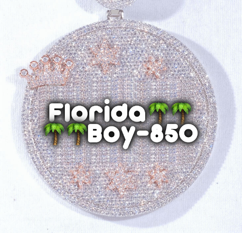 CUSTOM LETTER NECKLACE 3D BIG CROWN DISC