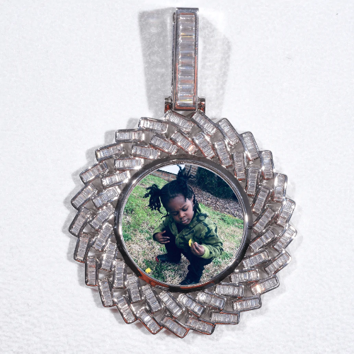 Large 3D Baguette Custom Picture Pendant