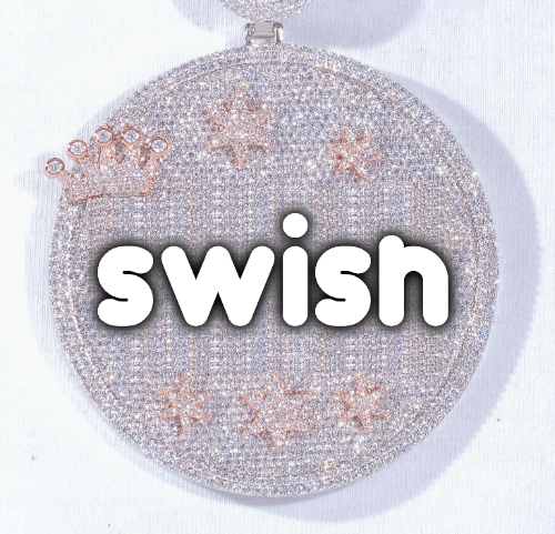 CUSTOM LETTER NECKLACE 3D BIG CROWN DISC