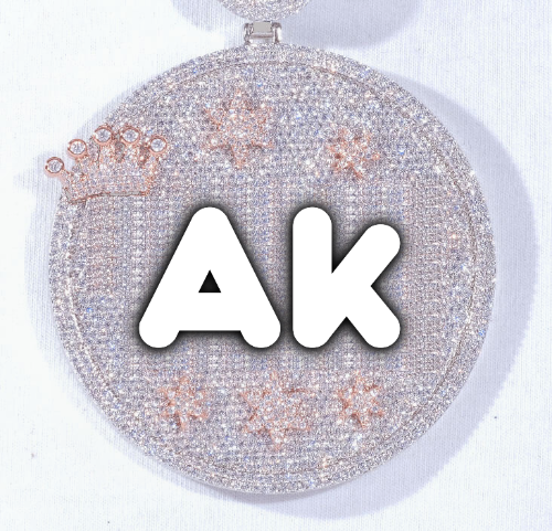 CUSTOM LETTER NECKLACE 3D BIG CROWN DISC