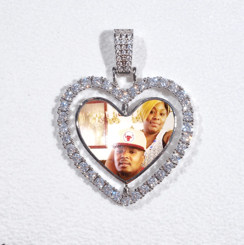 3D Spinning 2-Faced Heart Custom Picture Pendant