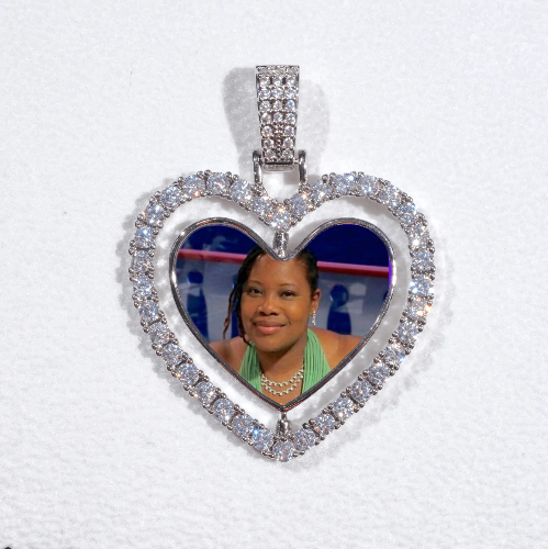 3D Spinning 2-Faced Heart Custom Picture Pendant