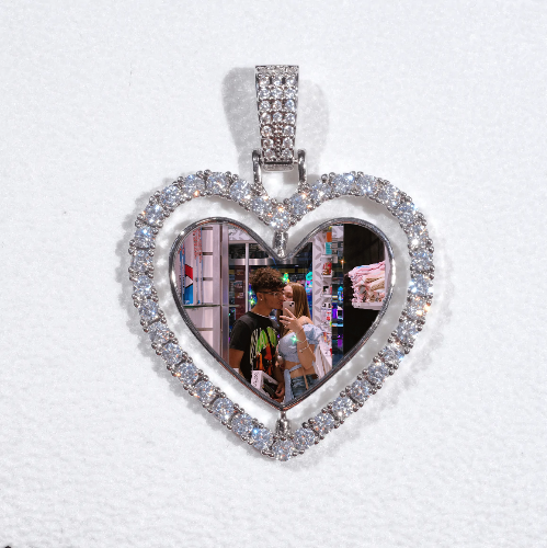 3D Spinning 2-Faced Heart Custom Picture Pendant