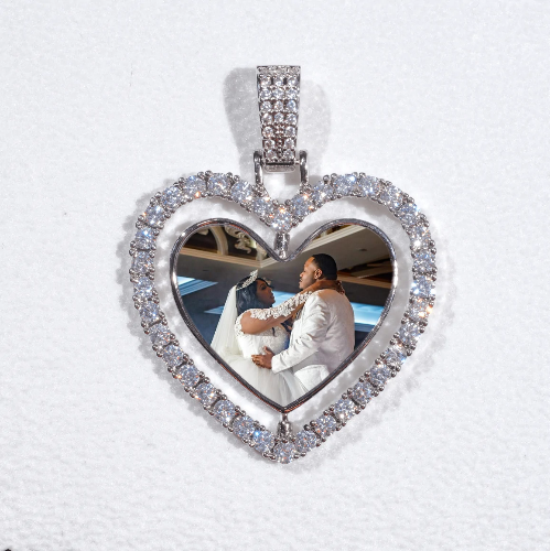 3D Spinning 2-Faced Heart Custom Picture Pendant