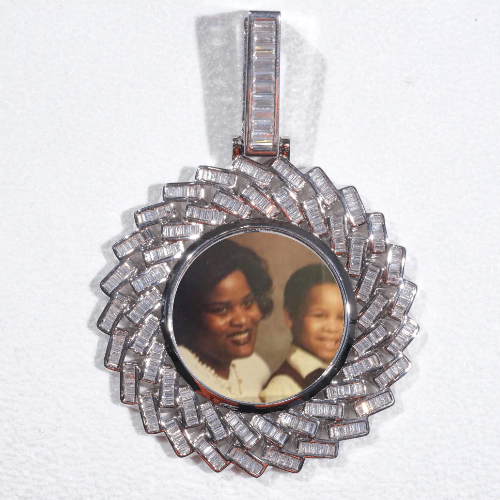 Large 3D Baguette Custom Picture Pendant