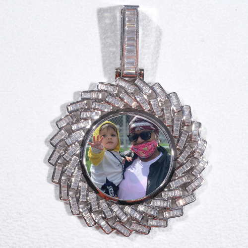 Large 3D Baguette Custom Picture Pendant