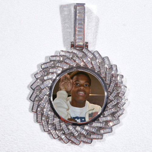 Large 3D Baguette Custom Picture Pendant