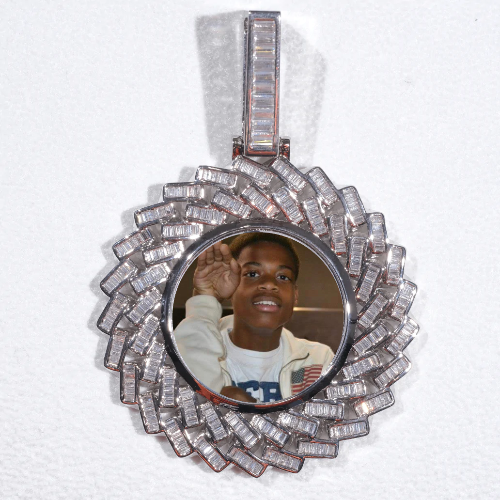 Large 3D Baguette Custom Picture Pendant