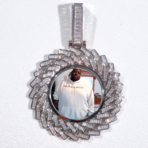 Large 3D Baguette Custom Picture Pendant