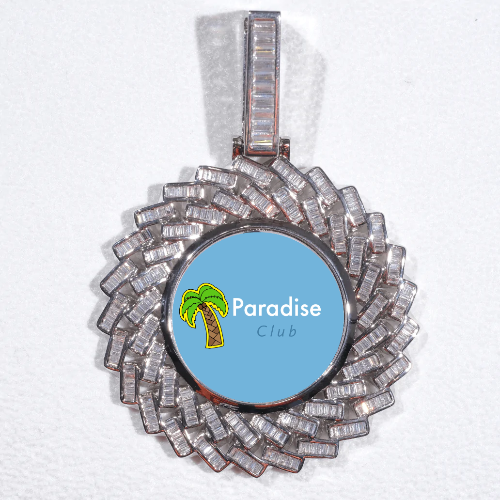 Large 3D Baguette Custom Picture Pendant