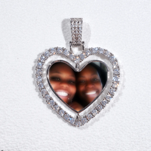 3D Spinning 2-Faced Heart Custom Picture Pendant