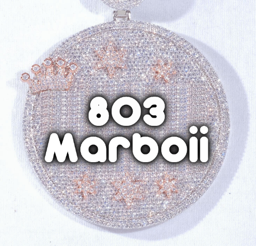 CUSTOM LETTER NECKLACE 3D BIG CROWN DISC