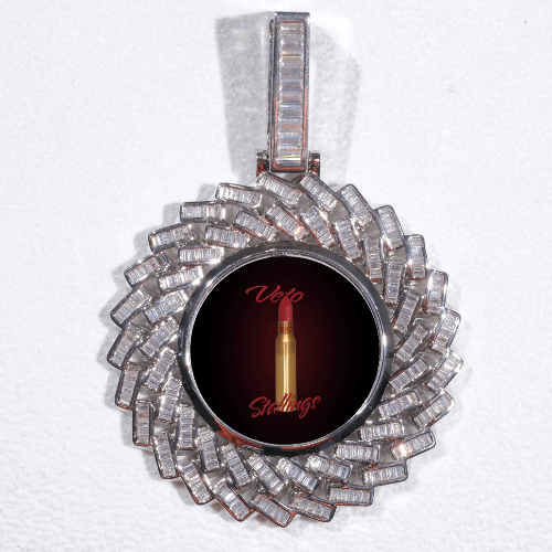 Large 3D Baguette Custom Picture Pendant