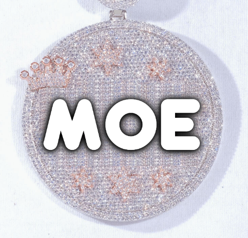 CUSTOM LETTER NECKLACE 3D BIG CROWN DISC