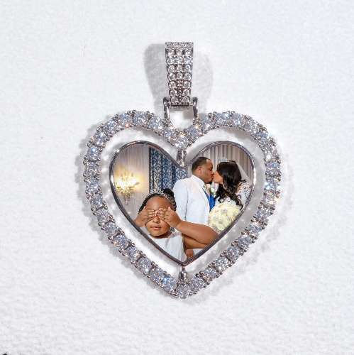 3D Spinning 2-Faced Heart Custom Picture Pendant