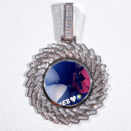 Large 3D Baguette Custom Picture Pendant