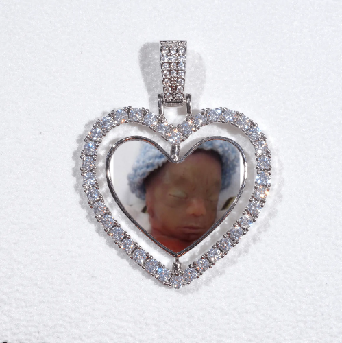 3D Spinning 2-Faced Heart Custom Picture Pendant
