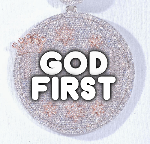 CUSTOM LETTER NECKLACE 3D BIG CROWN DISC