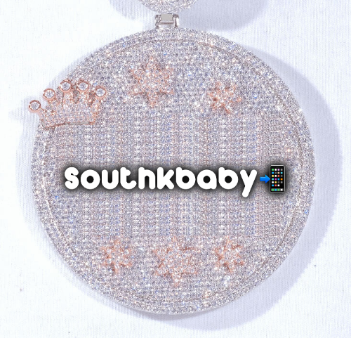 CUSTOM LETTER NECKLACE 3D BIG CROWN DISC