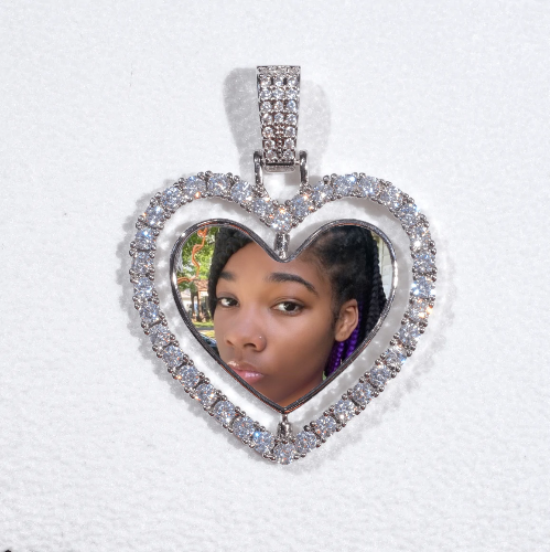 3D Spinning 2-Faced Heart Custom Picture Pendant