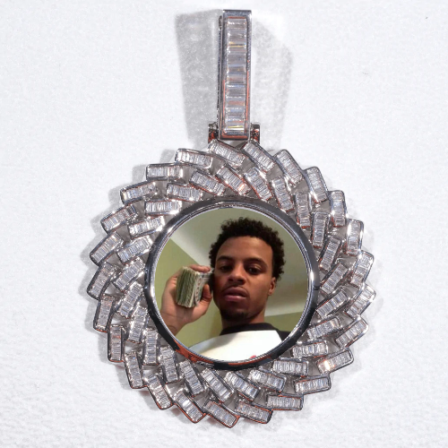 Large 3D Baguette Custom Picture Pendant