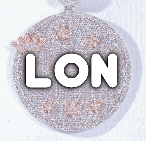 CUSTOM LETTER NECKLACE 3D BIG CROWN DISC