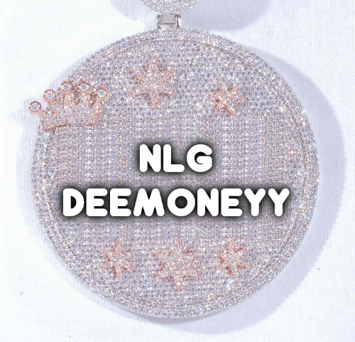 CUSTOM LETTER NECKLACE 3D BIG CROWN DISC